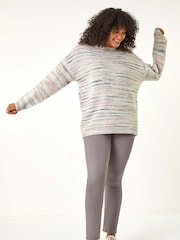 Roman Green Curve Broken Stripe Knit Jumper - Image 2 of 5