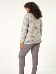 Roman Green Curve Broken Stripe Knit Jumper - Image 3 of 5