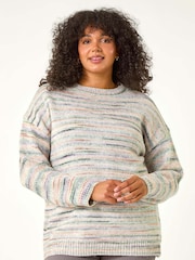 Roman Green Curve Broken Stripe Knit Jumper - Image 4 of 5