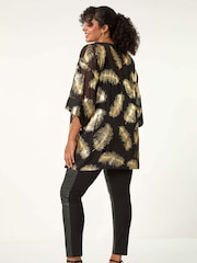Roman Metallic Curve Woven Foil Print Kimono - Image 5 of 7