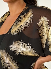 Roman Metallic Curve Woven Foil Print Kimono - Image 7 of 7
