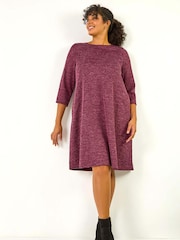 Roman Purple Curve Check Snit Swing Dress - Image 1 of 5
