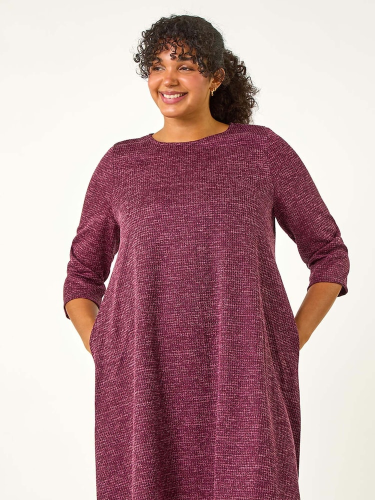 Roman Purple Curve Check Snit Swing Dress - Image 2 of 5