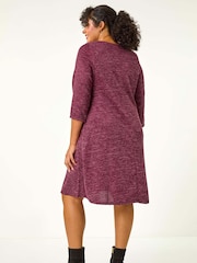 Roman Purple Curve Check Snit Swing Dress - Image 3 of 5