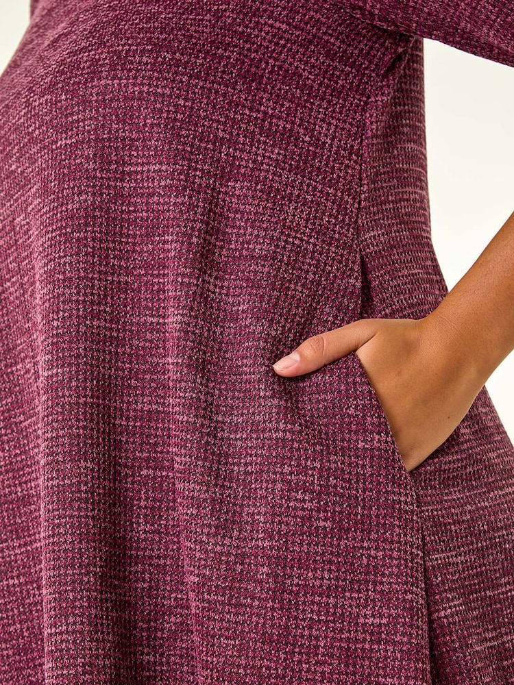 Roman Purple Curve Check Snit Swing Dress - Image 5 of 5