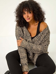 Roman Natural Curve Fluffy Textured Cardigan - Image 1 of 5