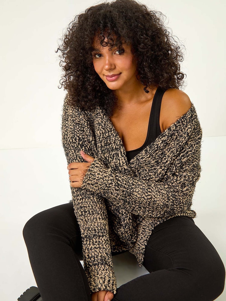 Roman Natural Curve Fluffy Textured Cardigan - Image 1 of 5