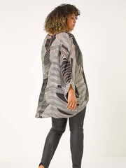 Roman Black Curve Mono Wave Print Woven Top - Image 3 of 5