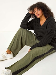 Roman Green Curve Woven Side Stripe Trousers - Image 1 of 5