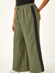 Roman Green Curve Woven Side Stripe Trousers - Image 4 of 5