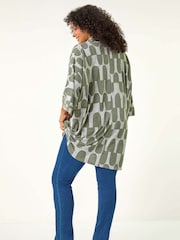 Roman Green Curve Geometric Print Roll Neck Top - Image 2 of 4