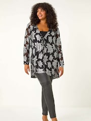 Roman Metallic Curve Tie Front Metallic Top - Image 2 of 5