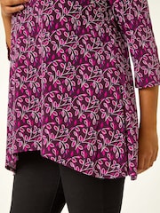 Roman Purple Curve Textured Floral Print Tunic - Image 5 of 5
