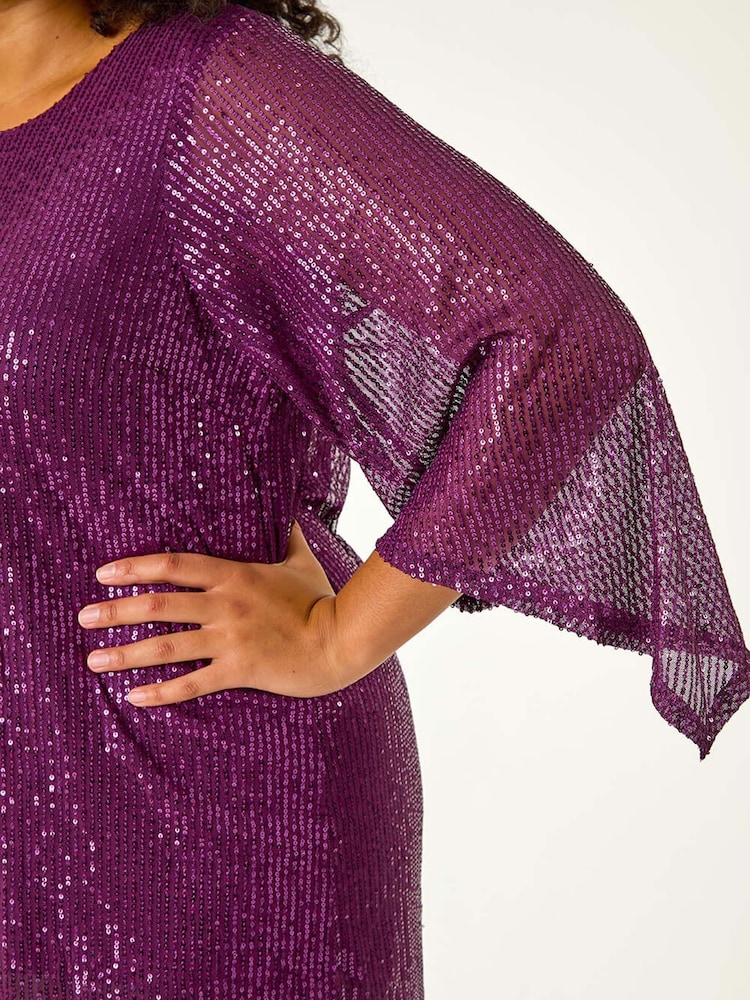 Morado - Top de manga transparente con lentejuelas Curve de Roman - Imagen 5 de 5 Morado - Top de manga transparente con lentejuelas Curve de Roman - Imagen 5 de 5