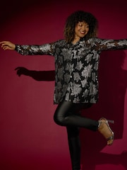 Roman Metallic Curve Print Buttoned Shirt - Image 1 of 8