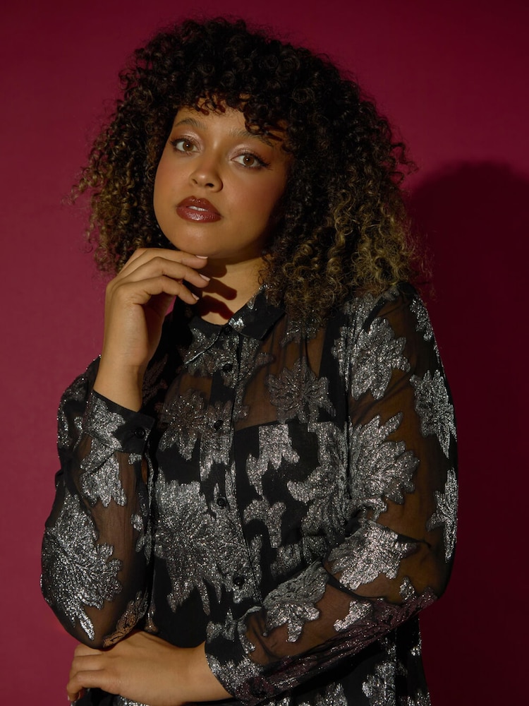 Roman Metallic Curve Print Buttoned Shirt - Image 2 of 8