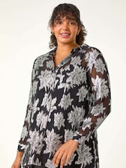 Roman Metallic Curve Print Buttoned Shirt - Image 7 of 8