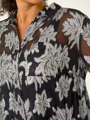 Roman Metallic Curve Print Buttoned Shirt - Image 8 of 8