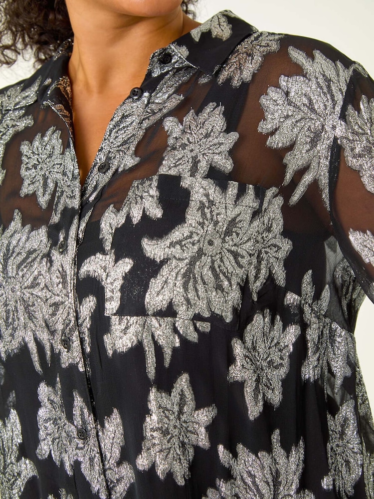 Roman Metallic Curve Print Buttoned Shirt - Image 8 of 8