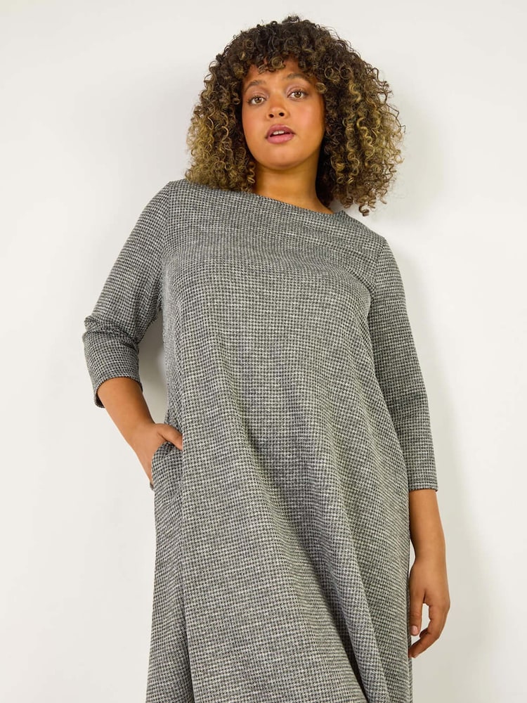 Roman Black Curve Check Snit Swing Dress - Image 1 of 5