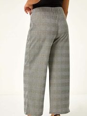 Roman Grey Curve Checked Elastic Waist Wide Leg Trousers - Image 3 of 5