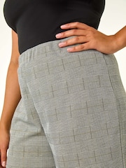 Roman Grey Curve Checked Elastic Waist Wide Leg Trousers - Image 5 of 5