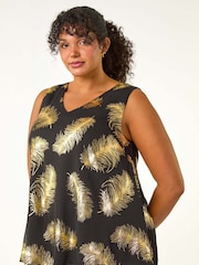 Roman Metallic Curve Woven Foil Print Vest Top - Image 4 of 8