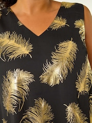 Roman Metallic Curve Woven Foil Print Vest Top - Image 8 of 8