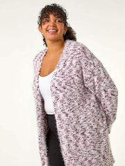 Roman Pink Curve Fluffy Textured Cardigan - Image 4 of 5