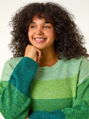 Roman Green Curve Ombre Stripe Knit Jumper - Image 1 of 5
