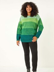 Roman Green Curve Ombre Stripe Knit Jumper - Image 2 of 5