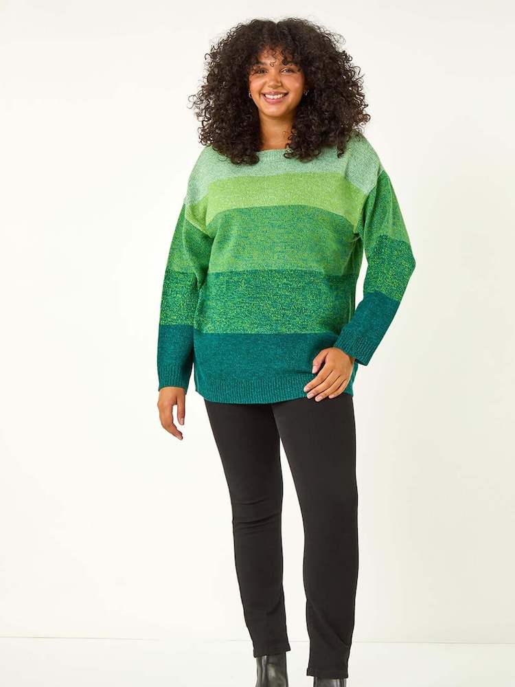 Roman Green Curve Ombre Stripe Knit Jumper - Image 2 of 5