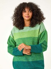 Roman Green Curve Ombre Stripe Knit Jumper - Image 4 of 5