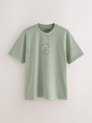 Ecru White/Green/Blue Graphic 100% Cotton T-Shirts 3 Pack - Image 10 of 15