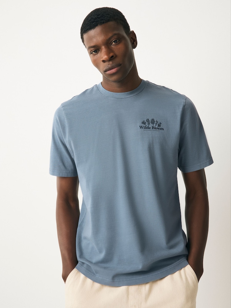 Ecru White/Green/Blue Regular Fit Graphic 100% Cotton T-Shirts 3 Pack - Image 2 of 9