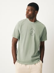 Ecru White/Green/Blue Regular Fit Graphic 100% Cotton T-Shirts 3 Pack - Image 3 of 9