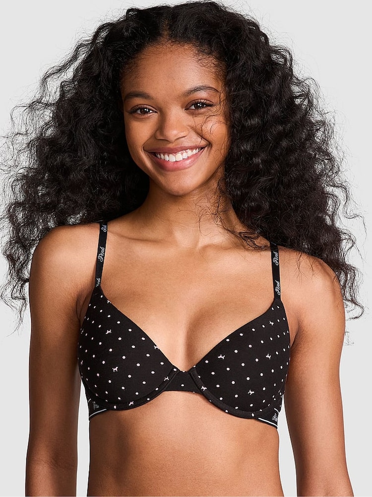Victoria's Secret PINK Black Dots T Shirt Bra - Image 1 of 4