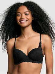 Victoria's Secret PINK Black Balcony Lace Push Up Bra - Image 1 of 3