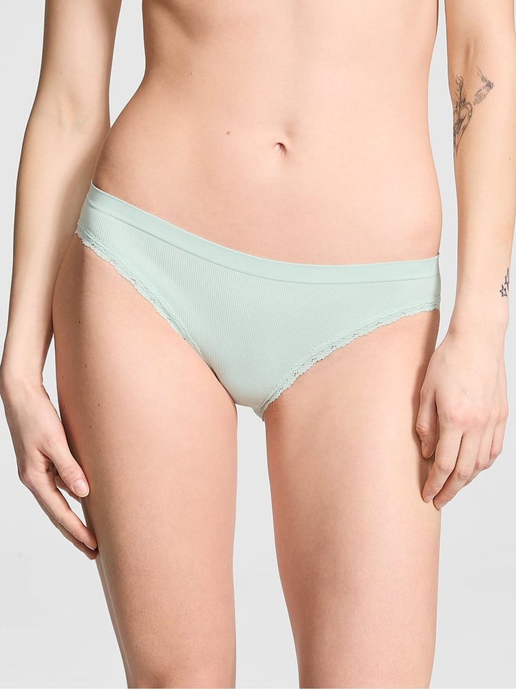 Victoria's Secret PINK Bliss Blue Seamless Bikini Knickers - Image 1 of 3