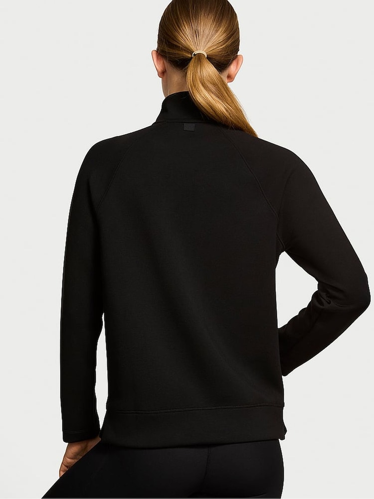Victoria's Secret Pure Black Featherweight Knit Half Zip Sweatshirt - Image 2 of 3