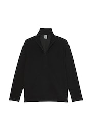 Victoria's Secret Pure Black Featherweight Knit Half Zip Sweatshirt - Image 3 of 3