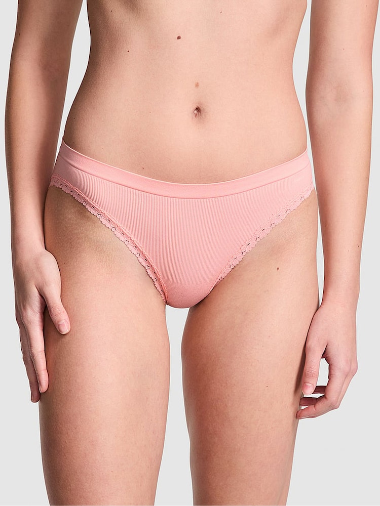 Victoria's Secret PINK Apricot Pink Seamless Bikini Knickers - Image 1 of 3