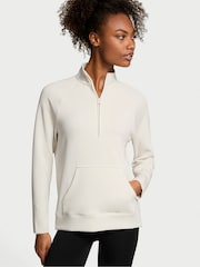 Victoria's Secret Plaster White Featherweight Knit Half Zip Sweatshirt - Image 1 of 3