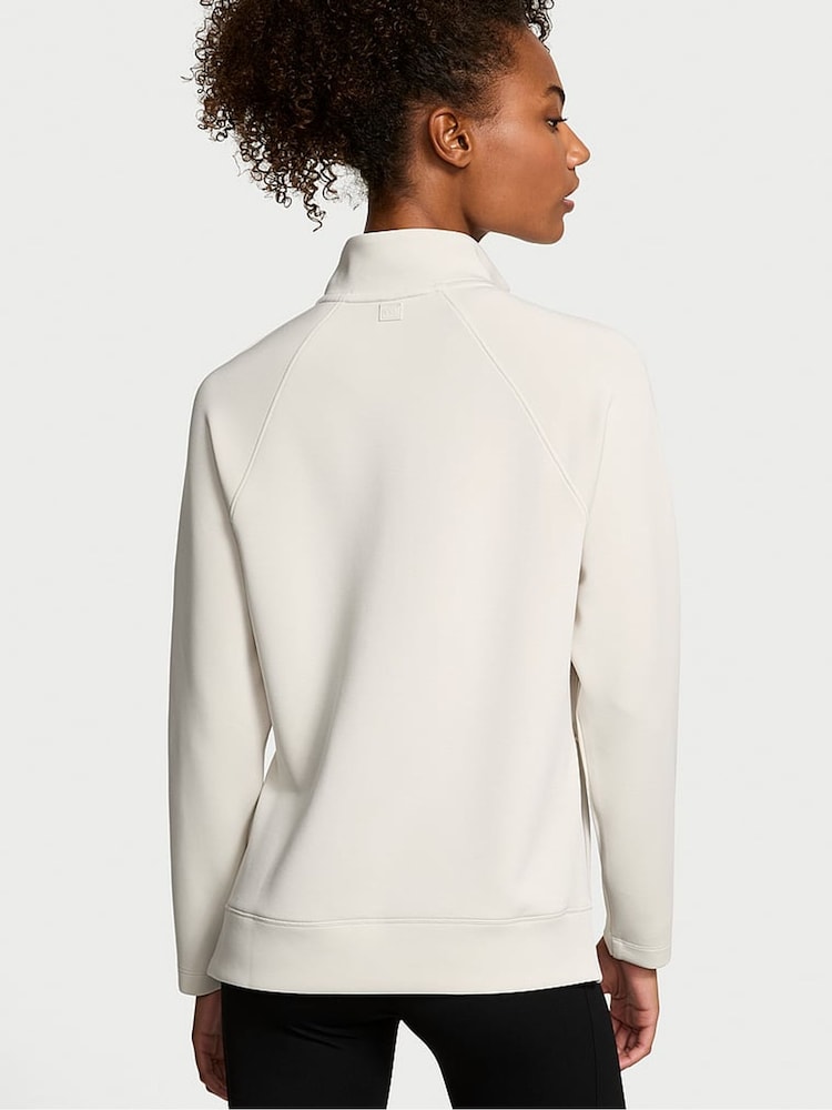 Victoria's Secret Plaster White Featherweight Knit Half Zip Sweatshirt - Image 2 of 3