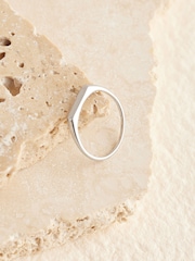 Sterling Silver Tone Slim Signet Ring - Image 3 of 5