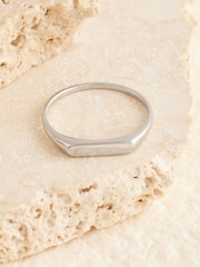 Sterling Silver Tone Slim Signet Ring - Image 4 of 5