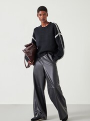 Hush Black Whitney Relaxed Wool Blend Stitch Detail Jumper - Image 2 of 5