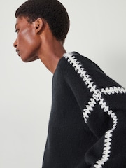 Hush Black Whitney Relaxed Wool Blend Stitch Detail Jumper - Image 4 of 5