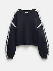 Hush Black Whitney Relaxed Wool Blend Stitch Detail Jumper - Image 5 of 5