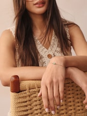 Gold Plated Sterling Silver Square Stone Ball Chain Bracelet - Image 2 of 6